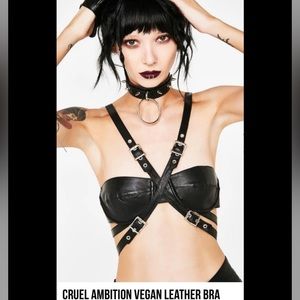✠ NWT Elegant Moments Cruel Ambition Vegan Leather Belted Bra Top ✠